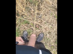 Hot amateur average cock pissing in nature