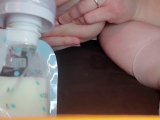 Pumping & Sucking & squeezing & squirting MILK from my huge bbw tits. Milk pumped on PUSSY 🥛