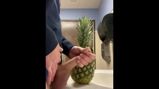 Shopping Take A Pineapple From The Grocery Store Into The Public Restroom And Masturbate On It