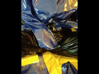 Solo masturbation_in PVC raincoat_and latex