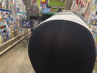 Huge Booty Milf Shopping In See Through Leggings At Walmart