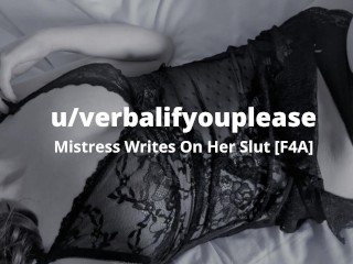 [F4A] MistressWrites On Her Slut [British Lesbian_Audio]