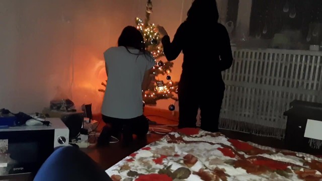 My step-mother and step-sister decorate the Christmas tree, and I masturbate - IkaSmokS