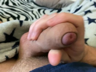 Hot Guy Wanking his Stiff Big Dick until Spurting a Huge Cumshot while Moaning and Wearing PJs - 4K