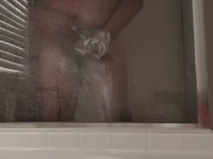 Showerinh  and shaving dick