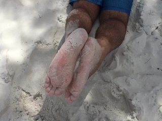 Public Beach Footjob Pov - Imagine Your Dick In Between My Male Soles And Feet - Manlyfoot Roadtrip