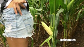 Farmer's Step Daughter Plows The Field Creamed Corn