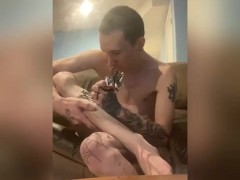 Tattooing myself naked! Lonely and bored