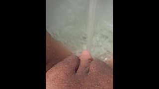In The Bathroom I Jerked My Big Clit With A Water Jet