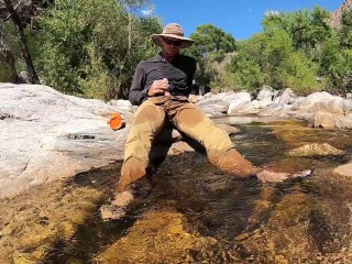 Pissing on myself and cooling off in a river after a_hot day of field work