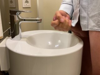 Businessman in a White Shirt Jerks Off His Big Dick in a Hotel_Room After aLong Trip