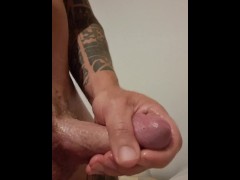 Rock hard cock being stroked