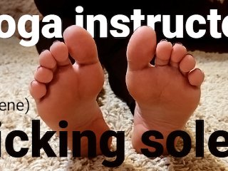 Yoga Instructor Can't Resist The Opportunity Of Licking Soles During The Session