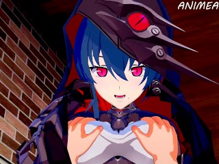 Raven From_Honkai Impact 3rd Offers You A Sloppy Blowjob With Her Sexy_Costume
