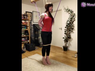 Crotch Rope and Neck_Rope Predicament. Girl Tiptoes_as Thanks for 500 Subscribers!