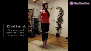 Tied Up Girl Tiptoes As A Thank You For 500 Subscribers On Her Crotch Rope And Neck Rope