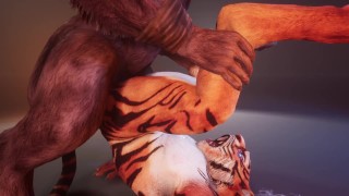 Wild Life Furry Fart Fetish Minotaur Cums Inside Tiger Boy After First Sitting On His Face