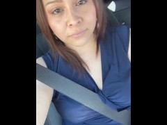Shy Latina Car Flash ; My First Flashing Video