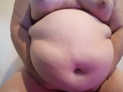 BBW riding a dildo and moaning