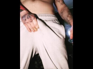 tattooed goth solo vibrator and cumshot with loud