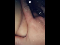 Hubby teases gaped wet clean pussy