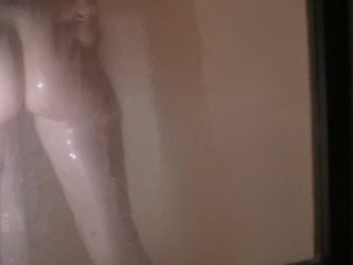 Me taking a shower while hubby films. Watch till endfor a_special message!