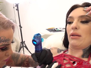 Misha gets new ink from_Evilyn then they sharea cock