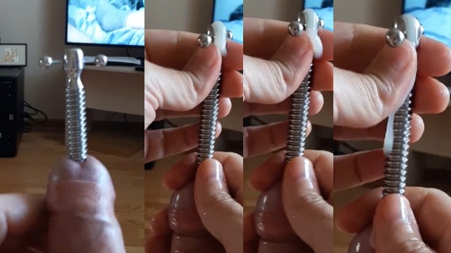 Hollow Screw Penis Plug Cumshot Through Copycat After The Couple On Tv