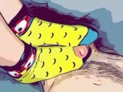 Sockjob Tease Under The Covers (Comic Book Filter)