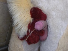 Pissing and cumming for you in fursuit