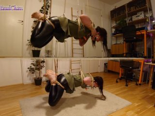 Shibari & Petplay Fun! Part 2 Girl In Suspension W Crotch Rope Is Gagged & Pleasing Her Master!