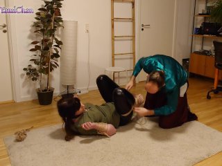 Shibari & Petplay Fun! Part 1 - Girl Is Tied Up Humiliation Play & Suspended w_Crotch Rope& Clamps