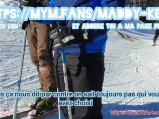 2 Femmes Francaise Defi Des Inconnus Au Ski Pour Un Plan Sur Le Bord De PisteDans LaNeige - Reel