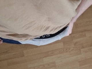 Twink roughly shows big dick underwear