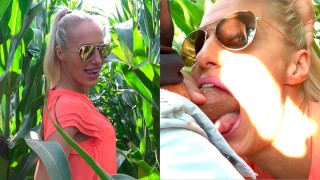 Deepthroat Saliva Bunny Teaser A Blonde Babe In A Sexy Dress And Sunglasses Is Facefucked In A Cornfield