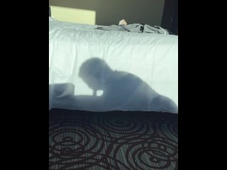 Sloppy blowjob reflection in window shadow silhouette cum_in mouth oral creampie (ending on_my site)