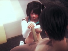 Hentai Uncensored - Sira jerks off her boyfriend in a hotel