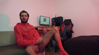 Foot Fetish MY RED SOCKS HAVE COMPUTER WANK CUM ON THEM