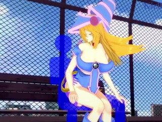 Dark Magician Girl and_I have deep sex on the roof of a building. - Yu-Gi-Oh! Duel MonstersHentai