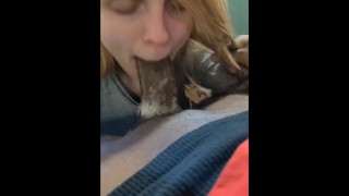 A Weird Ass White Girl Gives A Sloppy Top To A Thick Black Cock