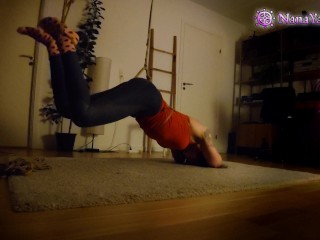 Girl romantic bound in candle_light turned into sweaty exercise predicament