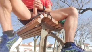 Jerking Off People Watching A Risky Masturbation On A Park Bench