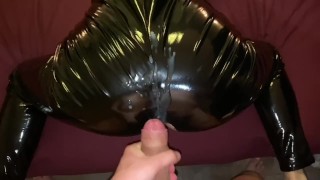 Leather Huge Cumshot On Leather Pants While Fucking In My Favorite Gleaming Leather Outfit