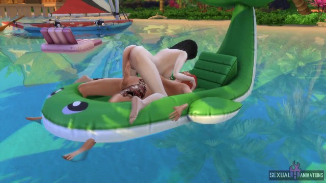 How Rich is Having Lesbian Sex on the Pool Mat - Sexual Hot Animations