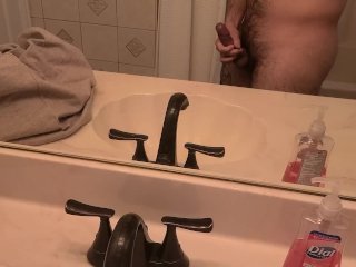 Jerking Off in the Bathroom with a RubberBand Around_My Balls