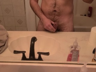 Jerking off in the bathroom_with a rubber band aroundmy balls