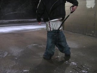 Sagger Bro At Carwash, Muddy And Wet, Geared In Saggin Baggys,