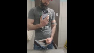 Jockstrap Jerks Off In A Public Bathroom