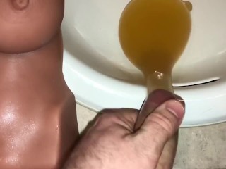 Fan Request:Piss Fucking My Sex Doll With A Condom On Inflating That Pussy
