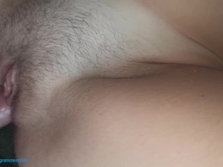TEEN PUSSY CLOSE UP, White_Pussy Juice Appears_on Dick